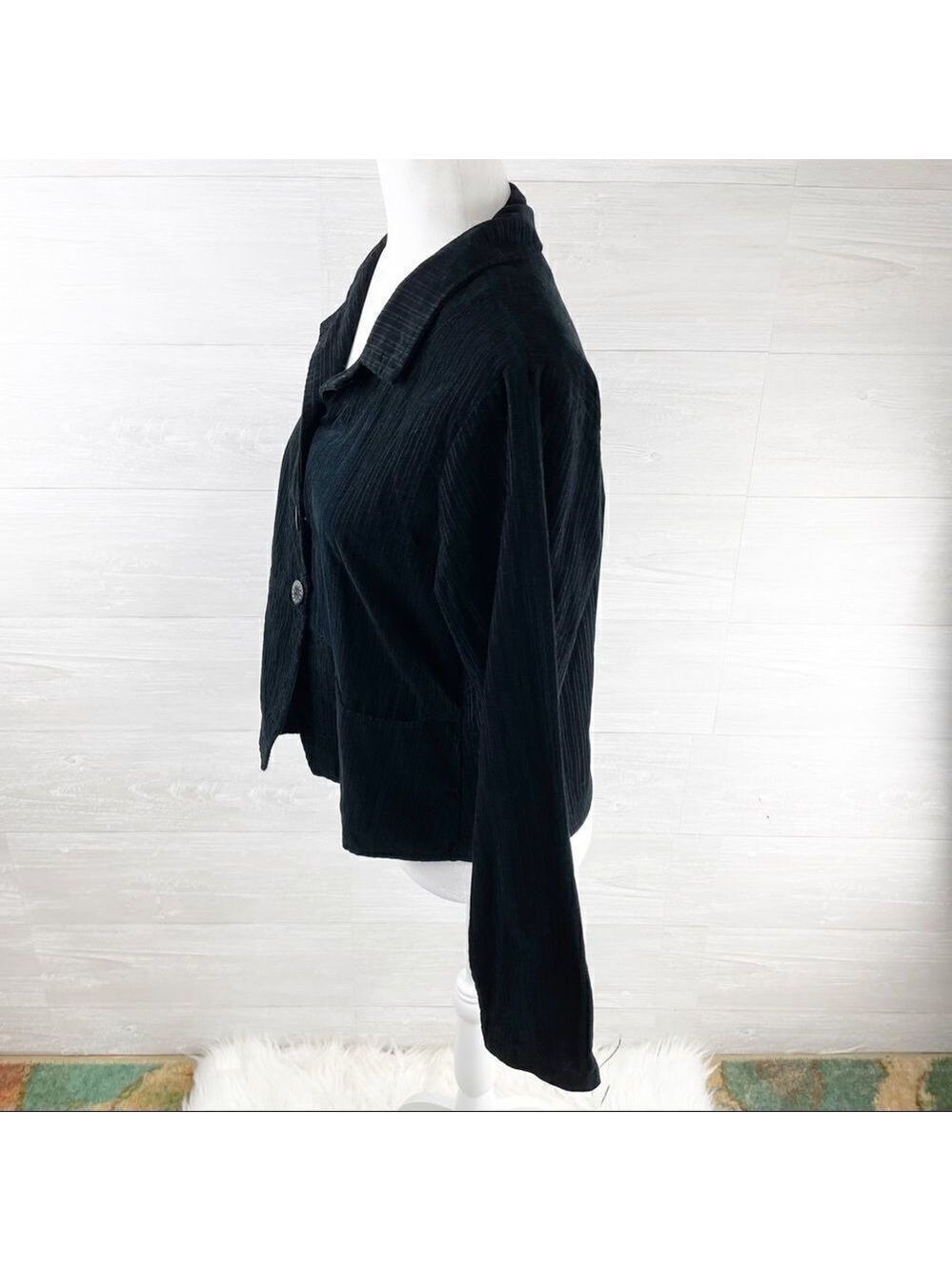 FLAX Velvet Striped Button Down Blazer Jacket - Picture 3 of 6